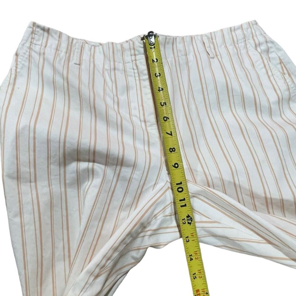 Brooks Brothers‎ Women's Sz 16 Stretch Cropped Ankle Pants White Tan Striped - Picture 5 of 10